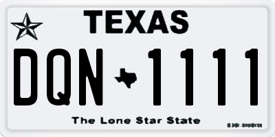 TX license plate DQN1111