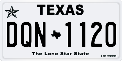 TX license plate DQN1120