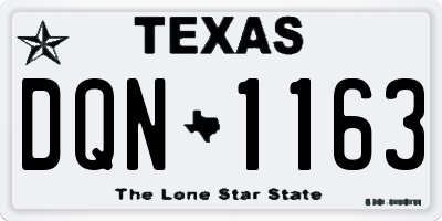 TX license plate DQN1163