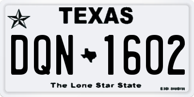 TX license plate DQN1602
