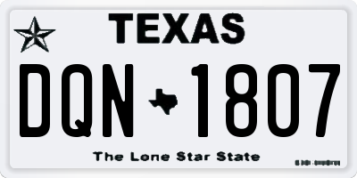 TX license plate DQN1807