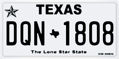 TX license plate DQN1808