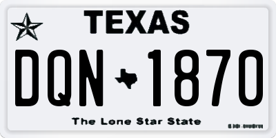 TX license plate DQN1870