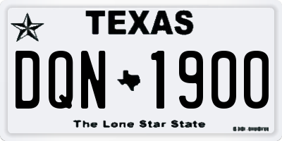 TX license plate DQN1900