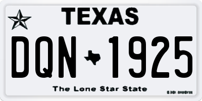 TX license plate DQN1925