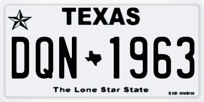 TX license plate DQN1963