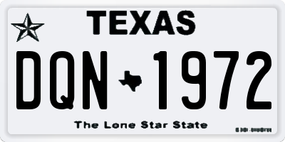 TX license plate DQN1972