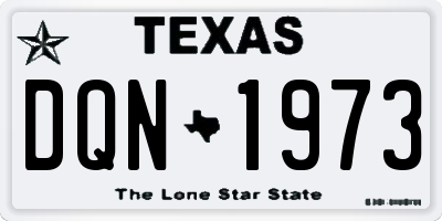 TX license plate DQN1973