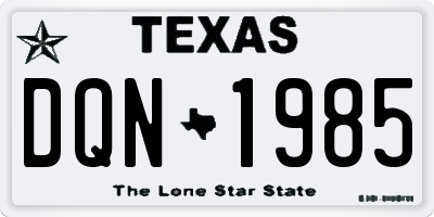 TX license plate DQN1985