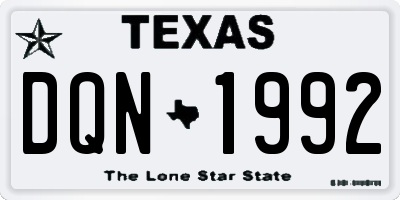 TX license plate DQN1992