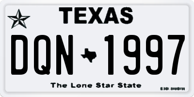 TX license plate DQN1997