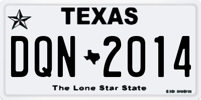 TX license plate DQN2014