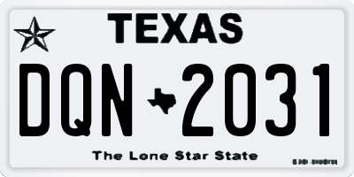 TX license plate DQN2031