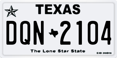 TX license plate DQN2104