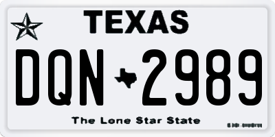 TX license plate DQN2989