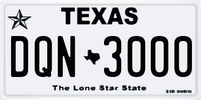 TX license plate DQN3000
