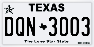 TX license plate DQN3003