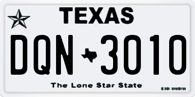 TX license plate DQN3010