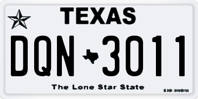 TX license plate DQN3011