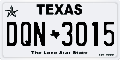 TX license plate DQN3015