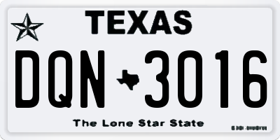 TX license plate DQN3016