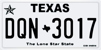 TX license plate DQN3017