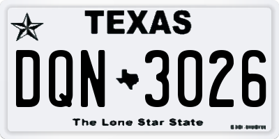 TX license plate DQN3026