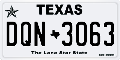 TX license plate DQN3063