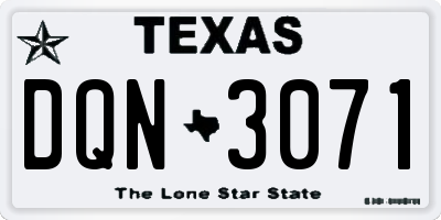 TX license plate DQN3071