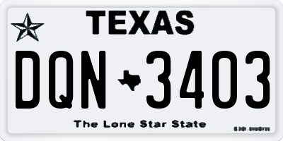 TX license plate DQN3403