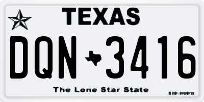 TX license plate DQN3416