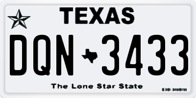 TX license plate DQN3433
