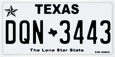 TX license plate DQN3443