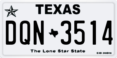 TX license plate DQN3514