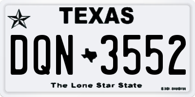 TX license plate DQN3552