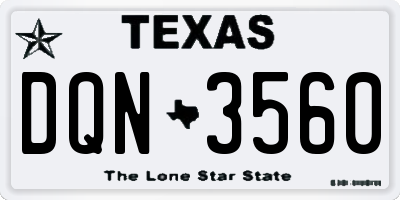 TX license plate DQN3560