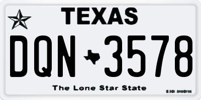TX license plate DQN3578