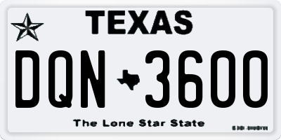 TX license plate DQN3600