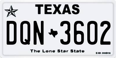 TX license plate DQN3602