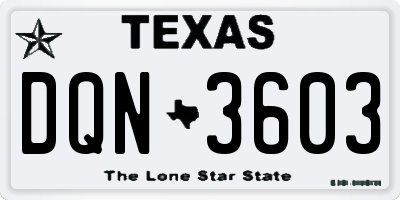 TX license plate DQN3603
