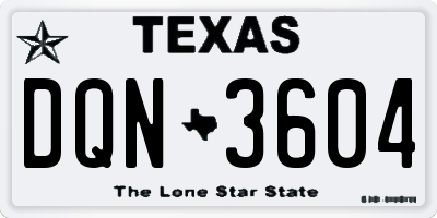 TX license plate DQN3604