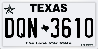 TX license plate DQN3610