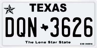TX license plate DQN3626