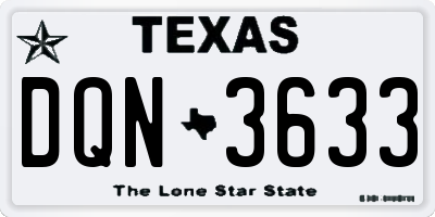 TX license plate DQN3633