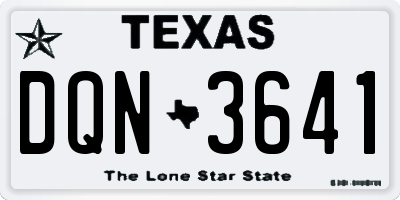 TX license plate DQN3641