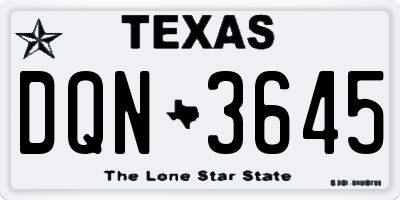 TX license plate DQN3645
