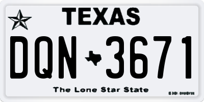 TX license plate DQN3671