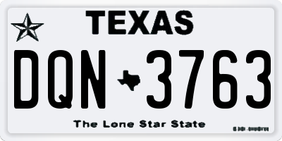 TX license plate DQN3763