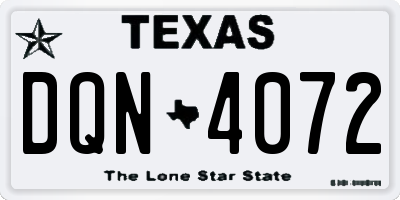 TX license plate DQN4072
