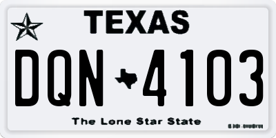 TX license plate DQN4103